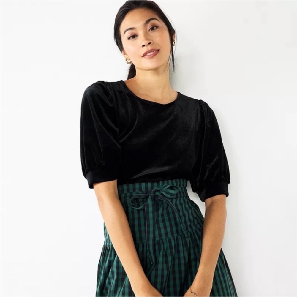 Draper James RSVP Velvet Elbow Sleeve Top